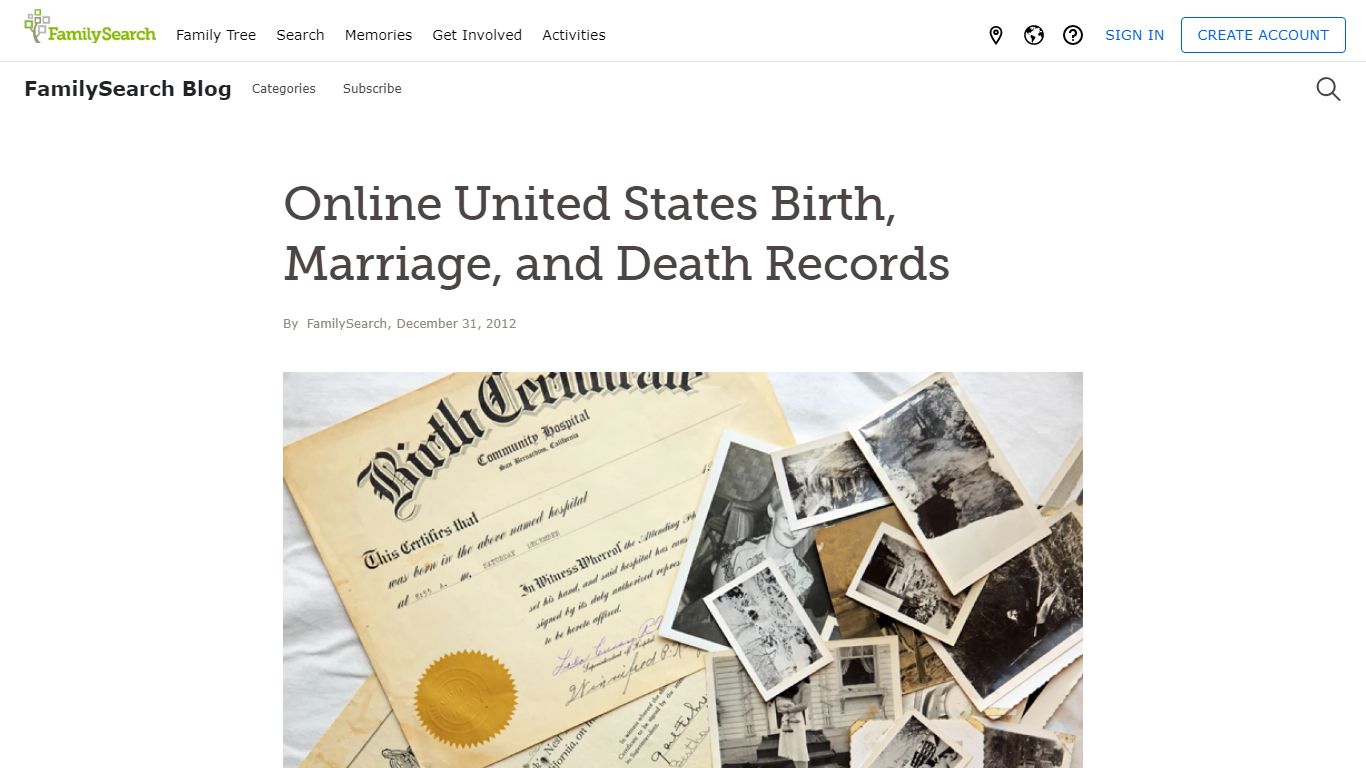 Vital Records: US Birth, Marriage, Death (BMD) Records - FamilySearch